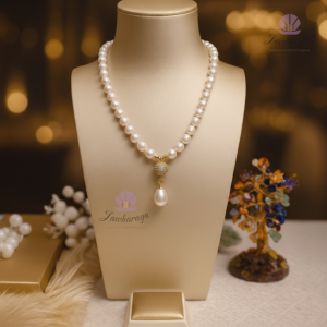 Collier Perles Naturelles Goutte d'eau Blanc Doré